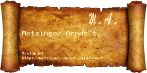 Metzinger Arnót névjegykártya